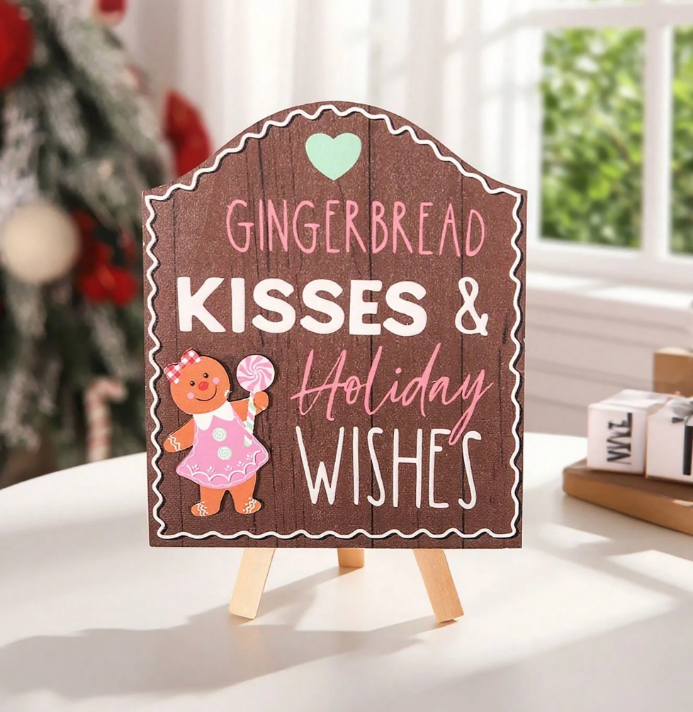 1/2pcs Christmas Gingerbread Man Wooden Sign Ornaments