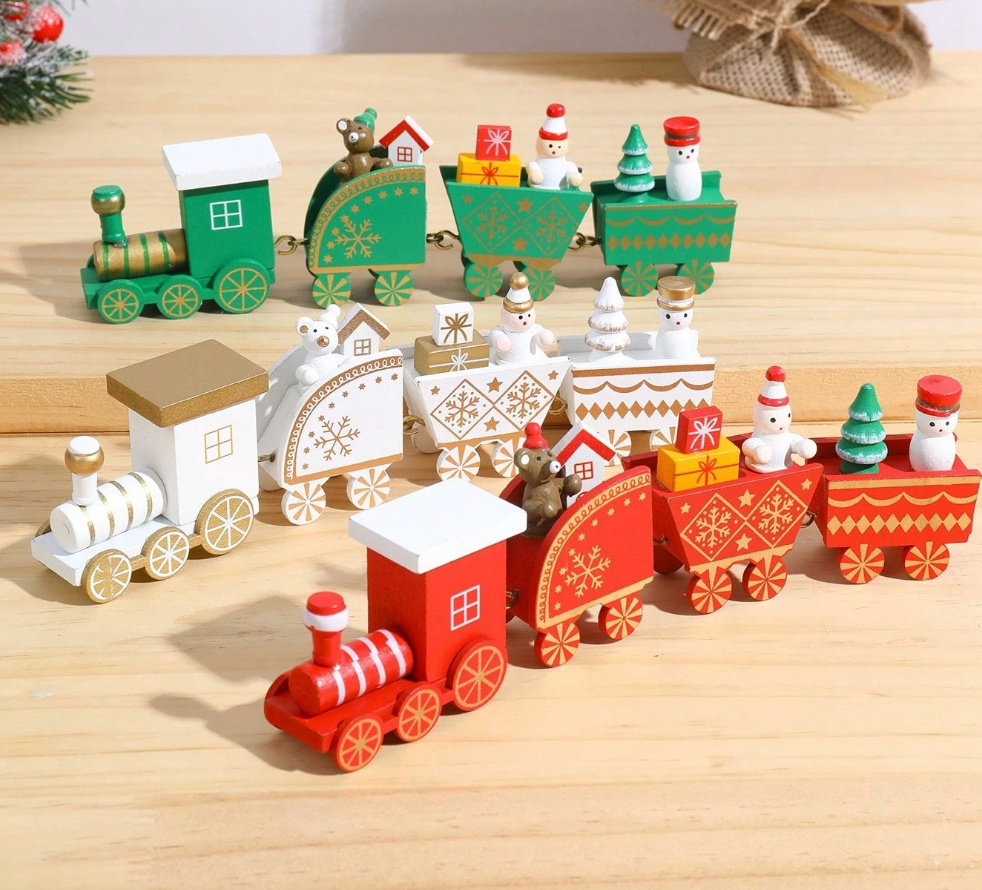 1 pc or 3 pcs Colorful Wooden Train Ornament