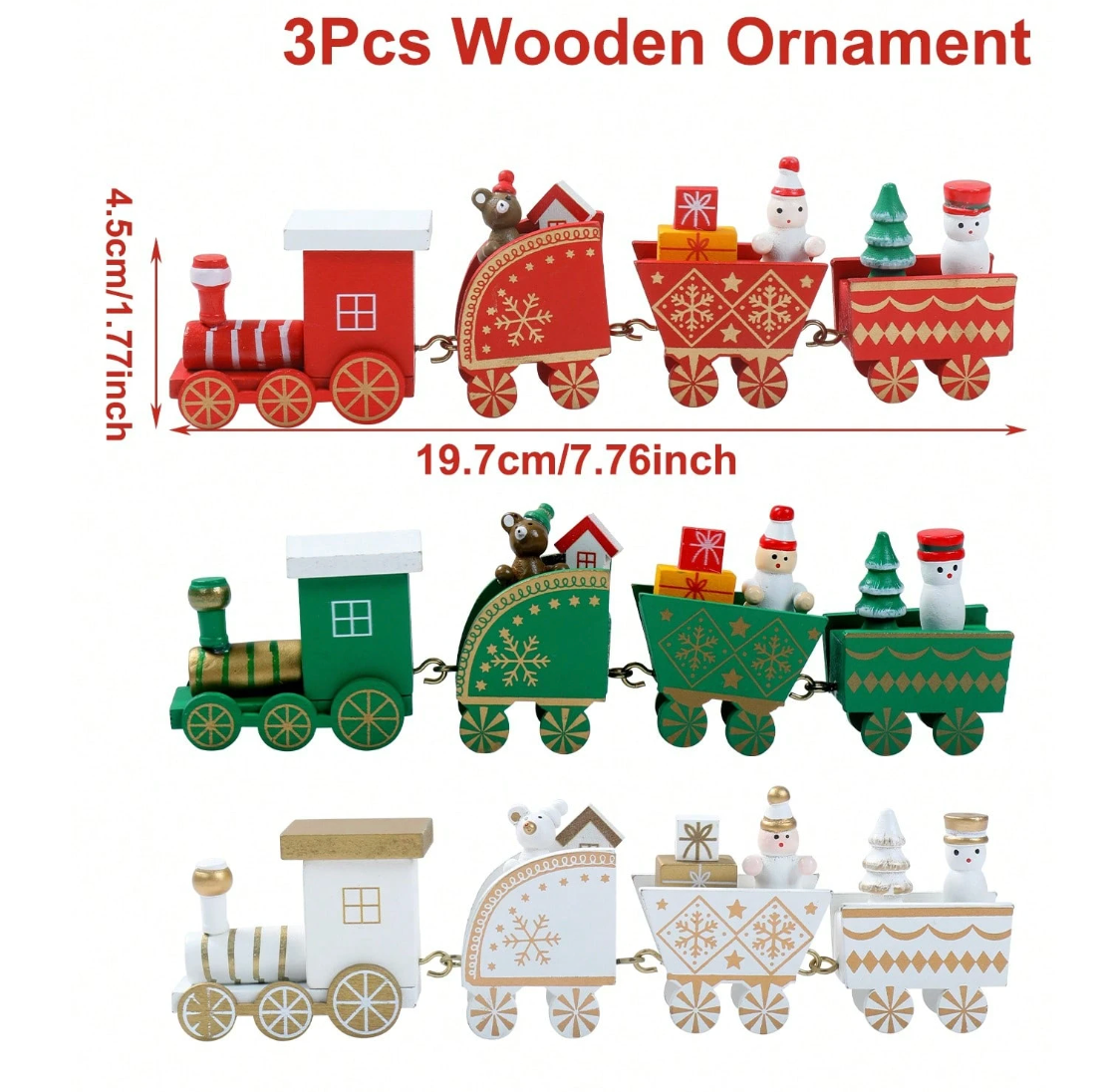 1 pc or 3 pcs Colorful Wooden Train Ornament
