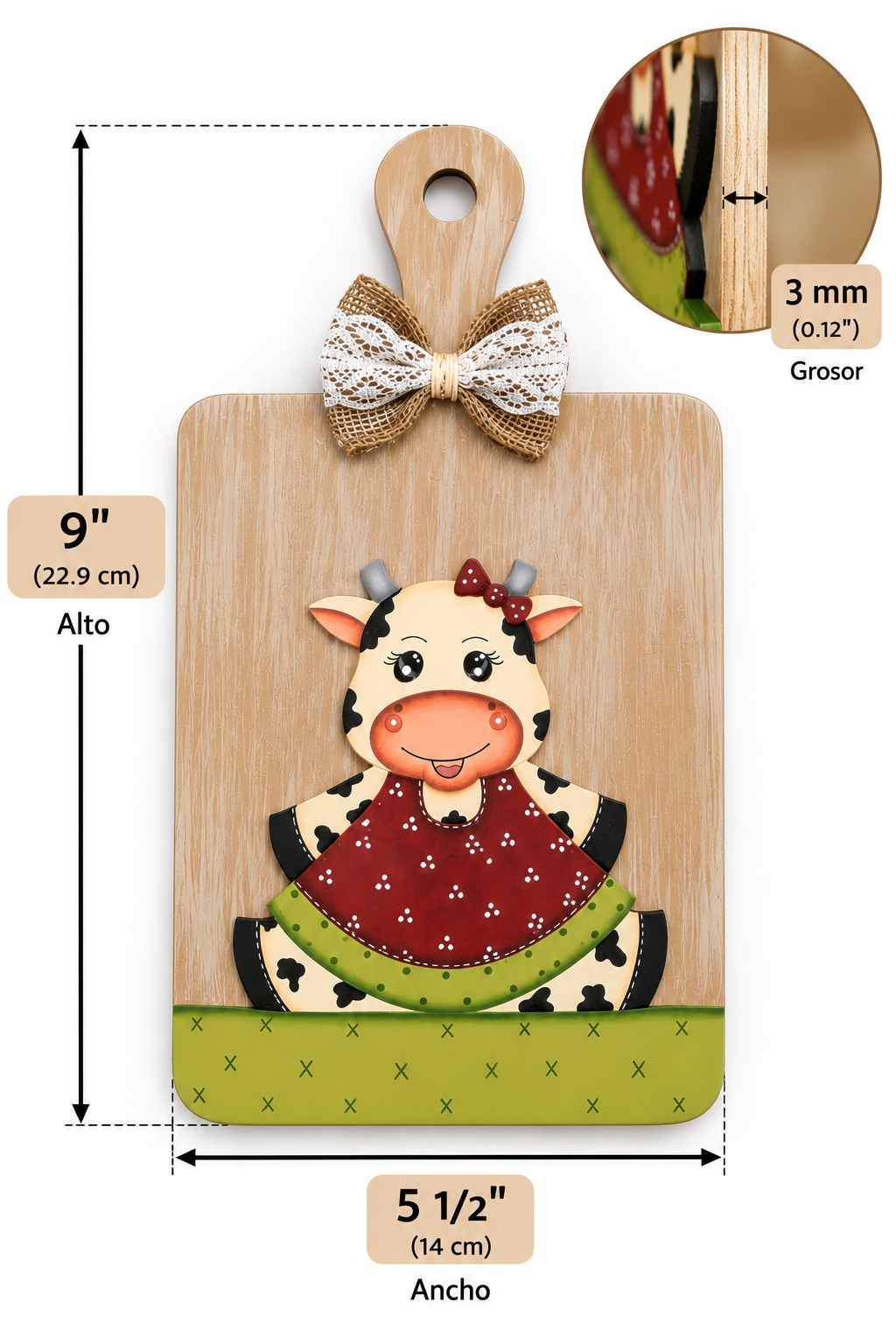 Hand-Painted Country Cow Wooden Plaques – Set of 3