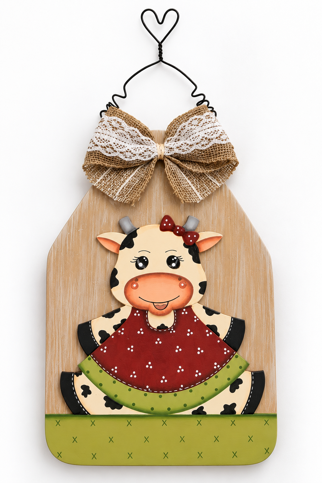 Hand-Painted Country Cow Wooden Plaques – Set of 3
